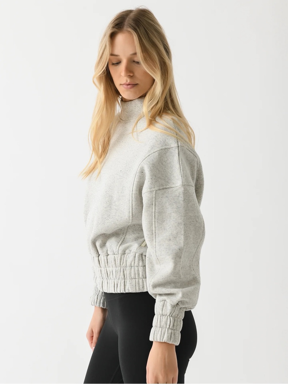 Varley Light Heather Gray Speckled Pullover Sweatshirt